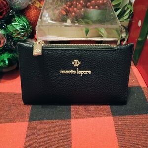 Nanette Lepore Black Pebbled Small Bifold Wallet